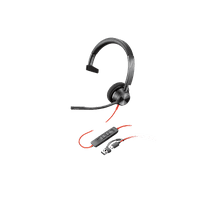 Poly Blackwire 3310 Monaural Microsoft Teams Certified USB-C Headset USB-C/A Adapter