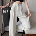 thumbnail image 1 of Pantalones de pierna ancha y estrechos, pantalones de seda de hielo de verano para mujer, pantalones pequeños, finos, drapeados, rectos, casuales, adelgazantes, simples, para fregar, 1 of 5