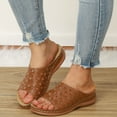 thumbnail image 5 of Mostsola Womens Wedge Heel Sandals Slip on Boho Open Toe Hollow Out Slippers with Arch Support, 5 of 9