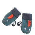 thumbnail image 2 of KAIYANG Gorro de punto cálido con pompones y manoplas de invierno para niños (verde), 2 of 3