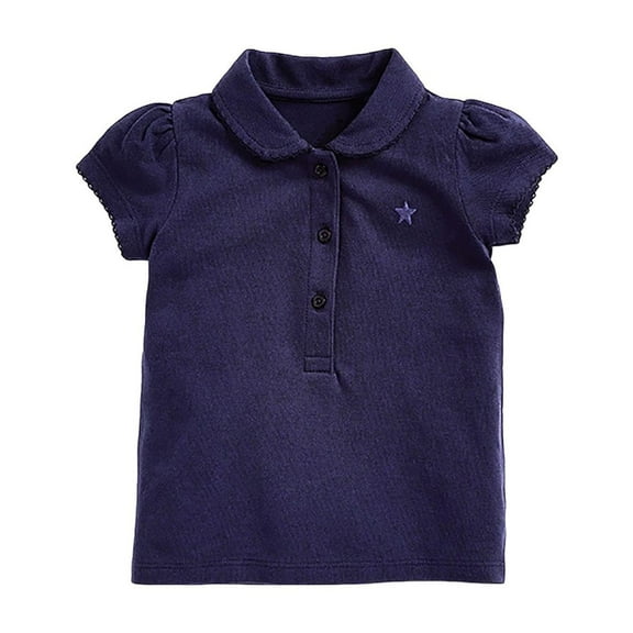 ibuvkizy Baby Girl Clothes Summer Kids Tops Flip Neck Cotton Girls Short-Sleeve T-Shirt Tops