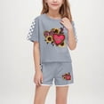 thumbnail image 2 of Ensemble Haut à Manches Courtes à Col Rond et Short pour Enfants, Mélange Polyester Spandex, Coupe Confortable Respirante, Imprimé Vert Militaire, Taille 120 cm, pour Garçons et Filles, 2 of 8