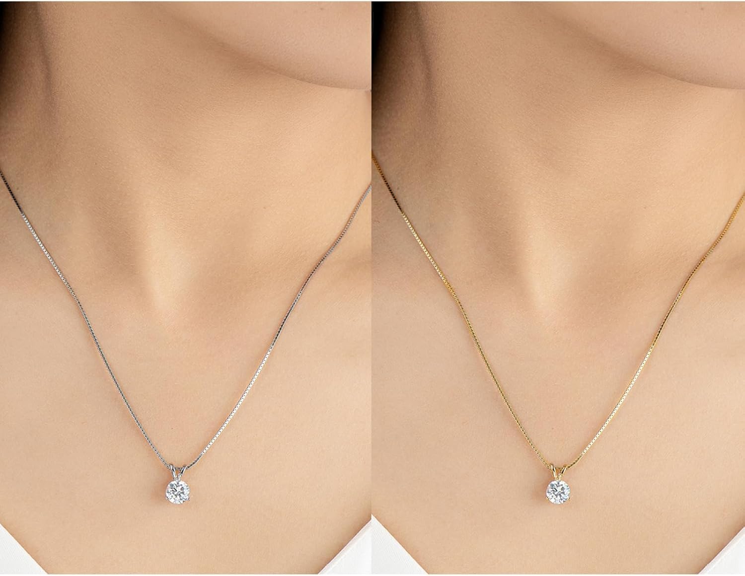 Leander 1-3 CT Moissanite Necklace for Women, Solitaire Lab Imitation Diamond Pendant, 18K White Gold Plated D Color Round Cut 925 Sterling Silver Necklace, GRA Certified, 18+2 inch Box Chain