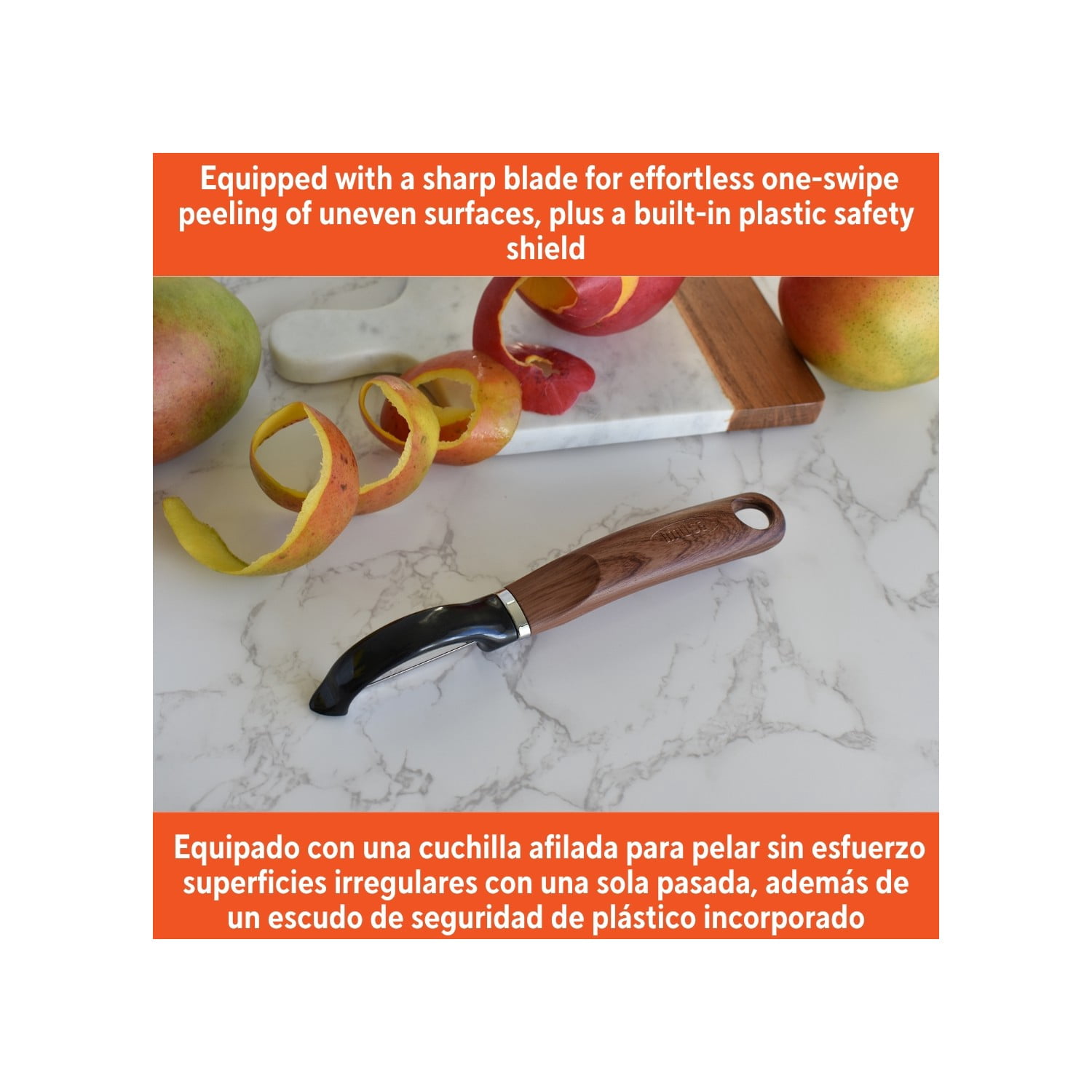IMUSA  Chef WL Stainless Steel Peeler with Wood Look Handle