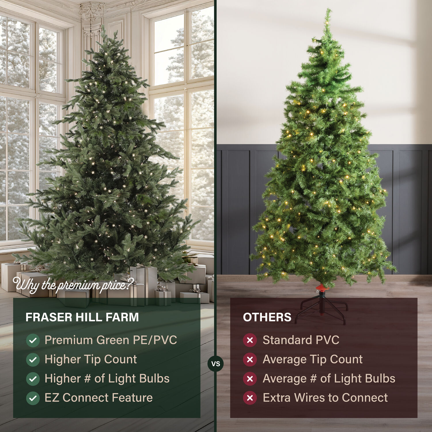 Fraser Hill Farm 12-Ft. Foxtail Pine Christmas Tree with White Incandescent Smart Lights, FFFX012-3GR