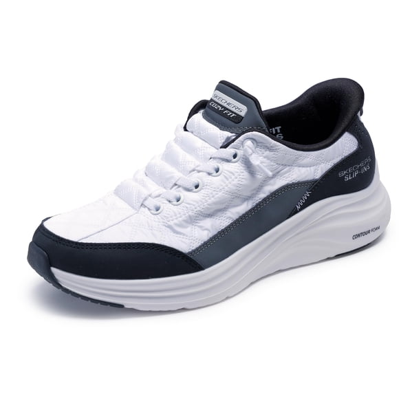 Zapatillas Skechers Contour Foam Slip-Ins Blancas y Negras Talle 9W
