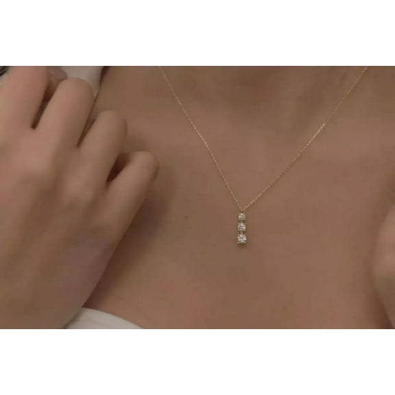 Jewelry Hub 2Ct Round Cut Simulated Diamond Charm Pendant in 925 Sterling Silver