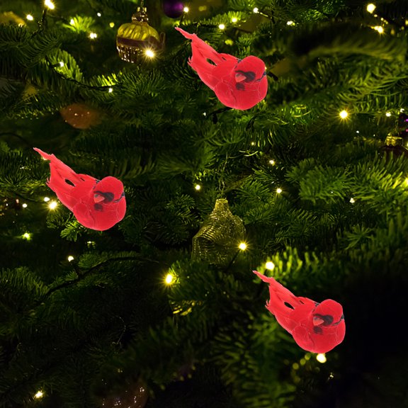 RENACLIPY Christmas Cardinal Decorations 10Pcs Xmas Tree Ornaments Holiday Home Decor