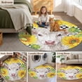 thumbnail image 6 of 4ft Washable Round Rug, Farm White Cow Sunflower Non-Slip Circle Area Rug for Living Room Bedroom, Country Farmhouse Yellow Flower Black Checkered Indoor Floor Mat for Home Decor, 6 of 9