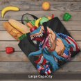 thumbnail image 5 of Wukai Blue Dinosaur Print Reusable Grocery Bag Shopping Bags with Zipper Shoulder Shopping Handle Bag Suitable for Outdoor Convenient Daily Bag, 5 of 8