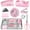 Pink, variant on Black Office Desk Accessories Supplies Set Drawer Organizer Stapler And Tape Dispenser Staple Remover Staples Paper Clips Scissor Sticky Note