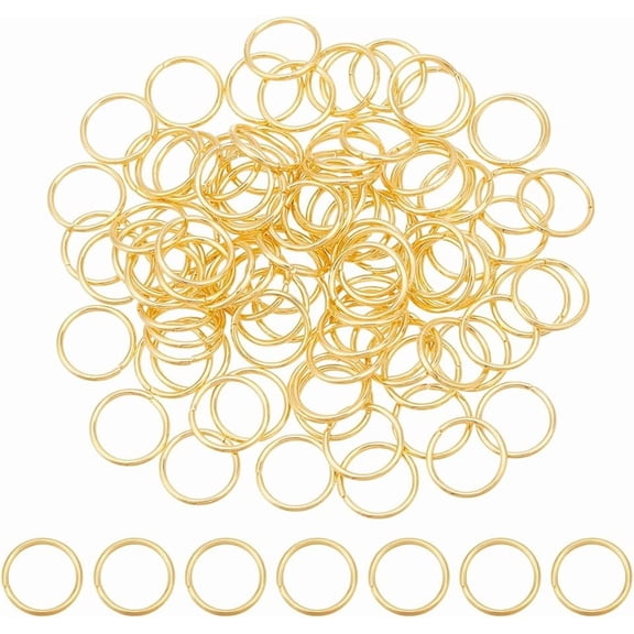 100Pcs Stainless Steel Open Jump Ring 18K Gold Plated Jump Rings 8mm Unsoldered Ring Connectors Small Split Rings Jewelry Making Findings for DIY Crafts