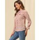 thumbnail image 4 of Allegra K Blusa floral vintage de manga larga con cuello abotonado y pajarita para mujer Rosa oscuro L, 4 of 6
