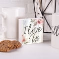 thumbnail image 2 of P. Graham Dunn I Love Us Script Floral Whitewash 3.5 x 3.5 Inch Pine Wood Tabletop Block Sign, 2 of 5