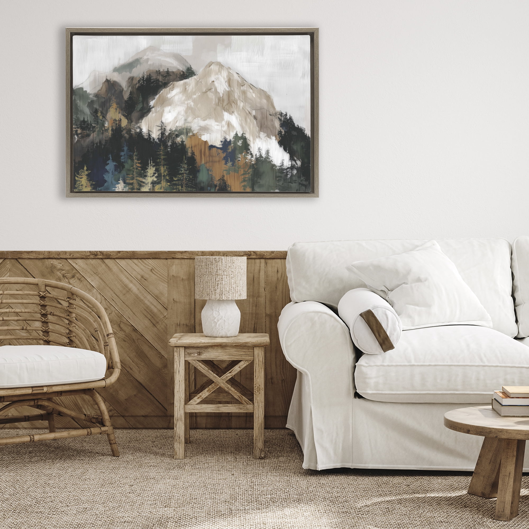 Stupell Industries Rugged Mountain Peaks Brown Framed Floater Canvas Wall Art, design by Chromatic Storm Studio