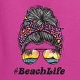 thumbnail image 2 of Messy Bun BeachLife | Cool Neon Leopard Print Bandana | Sunglasses Vaction Beach Paradise Fashion Womens Long Sleeve T-Shirt, Fuschia, L, 2 of 5