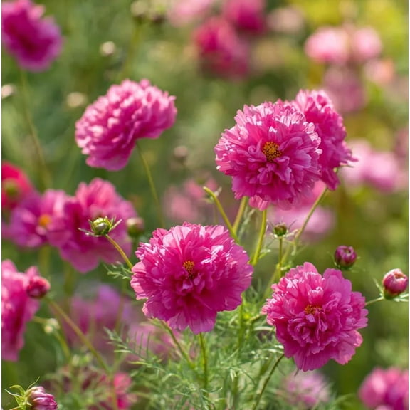 25 Seeds Double Click Rose Bonbon Cosmos Seeds for Planting, Fully Double Rose-Pink Blooms, Easy to Grow Groundcover for Garden
