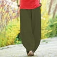 thumbnail image 2 of Seductiva Women's Wide Leg Pants Women's Casual Cotton Linen Baggy Pants with Elastic Waist Relax Fit Trouser Beach Pants Loose Fit 1PC, 2 of 5