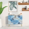 thumbnail image 2 of PixonSign Sideboard Buffet Cabinet, Kitchen Storage Cabinet with 2 Doors, Blue & Gray Marble Granite Pattern, Cupboard Console Table for Dining Room - 35" L x 18" W x 29" H, 2 of 5