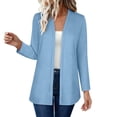 thumbnail image 4 of Lnmiateer Classic Shawl Collar Open Front Stretch Knit Cardigan Long Sleeve Loose Casual Coat Autumn Winter Everyday Multi-Layer Fashion Transitional Outerwear, 4 of 9
