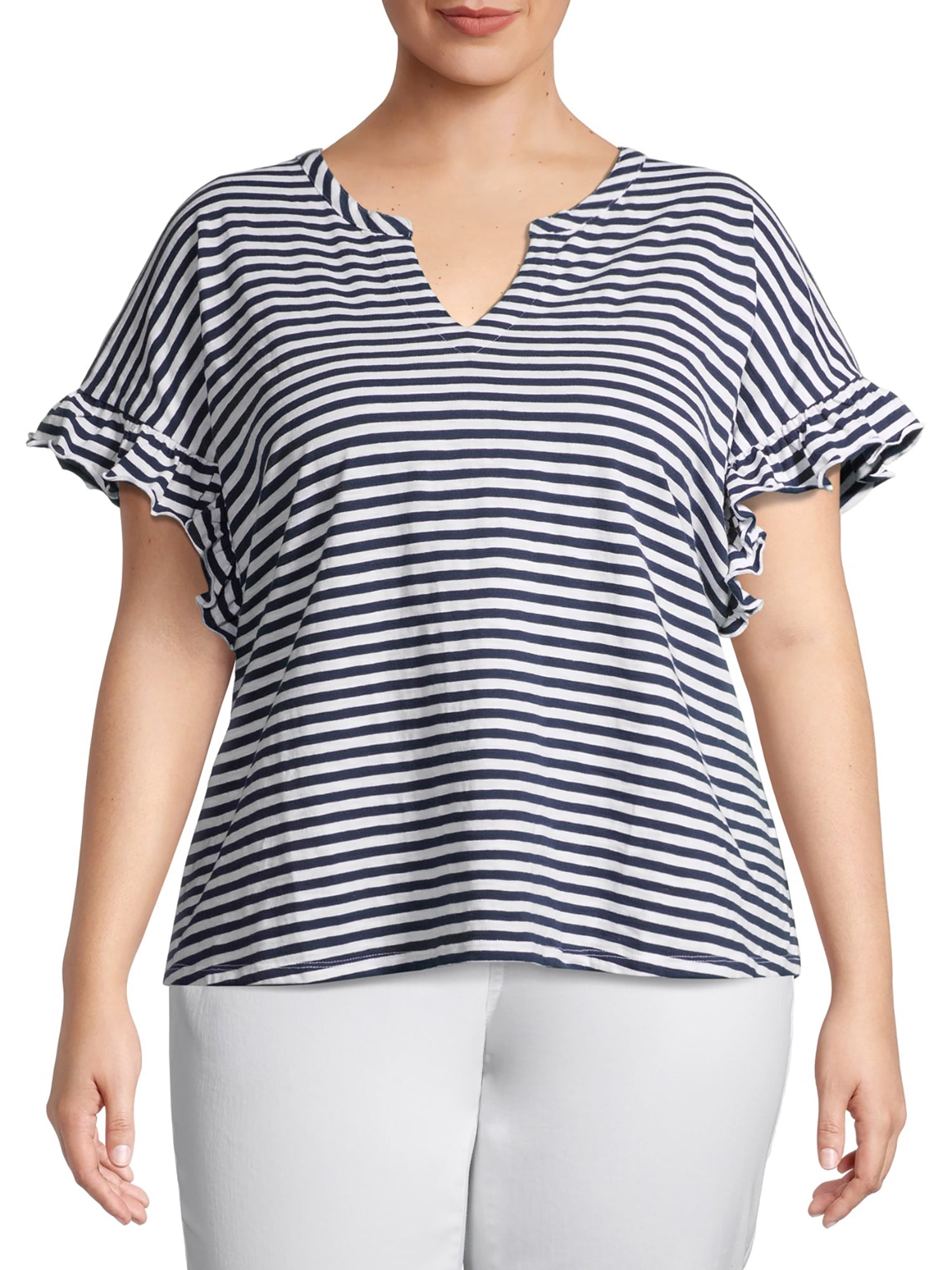 Terra & Sky Women's Plus Size Notch Neck T-Shirt - Walmart.com