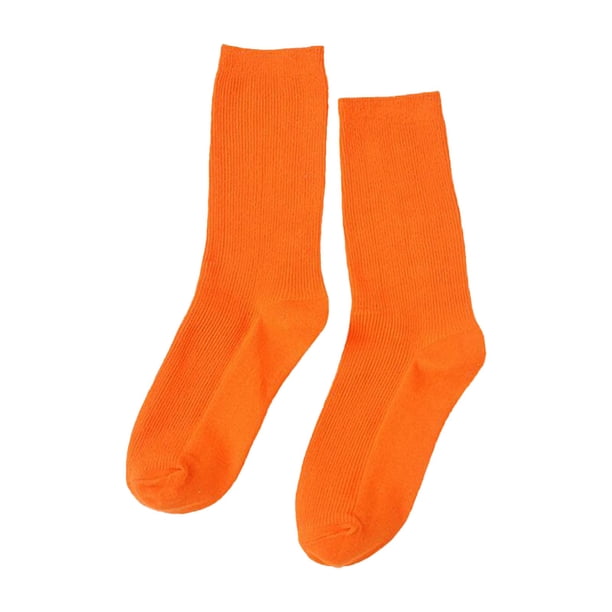 Calcetines de algodón lisos de otoño para mujer: calcetines cálidos informales, talla única, 1 par, modernos y económicos.
