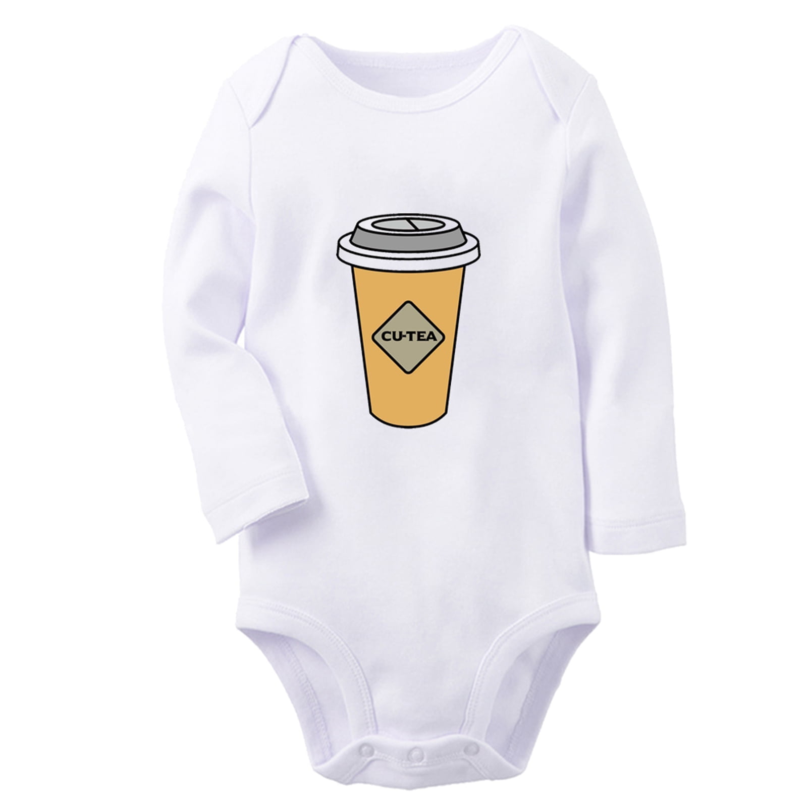 iDzn Bubble Tea Funny Rompers, Newborn Baby Unisex Bodysuits, Infant Jumpsuits, Toddler Kids Long Sleeve Oufits (White, 0-6 Months)