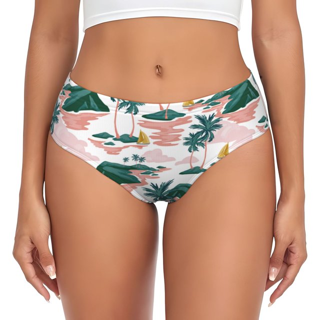 Bingfone Hawaii Palms for Women's Underwear Full Coverage Seamless Panties Soft Stretch Boxer Briefs-X-Large