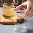 thumbnail image 1 of Taza de té de vidrio con infusor y tapa, taza de borosilicato con colador para hojas sueltas, té floreciente, bolsa de té, diseño transparente y bonito de hongos, 1 of 4