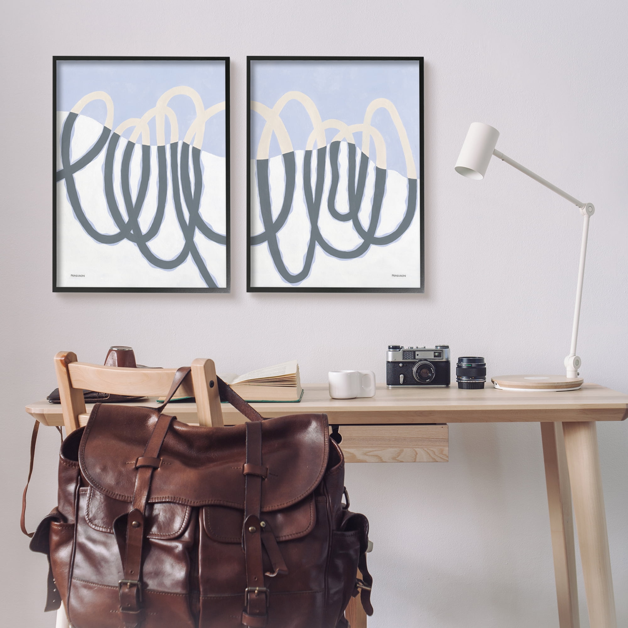Stupell Industries Contrasting Wave Line Abstract Blue Nautical Painting , 24 x 30,Design by Kathy Ferguson
