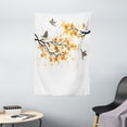 thumbnail image 1 of Fall Tapestry, Branch with Pale Fall Leaves and Birds Natural Change in Season Summertime Print, Wall Hanging for Bedroom Living Room Dorm Decor, 40W X 60L Inches, Yellow Cream, by Ambesonne, 1 of 2
