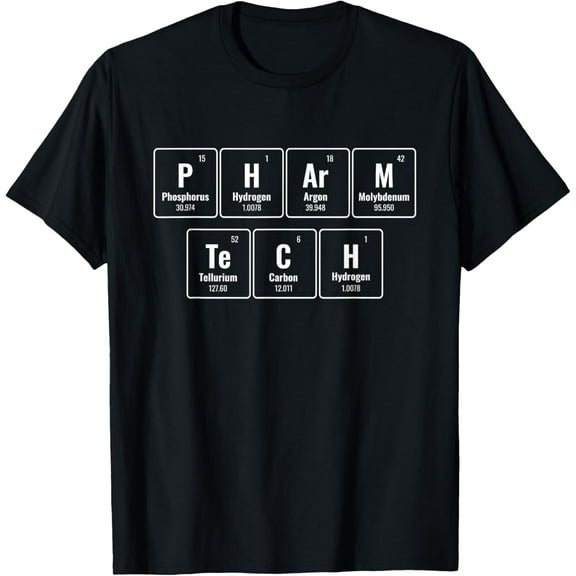 t-shirt Periodic Table Of Elements Pharmacy Technician Pharmacist T-Shirt mens，black，women，funny，journey，Crew Neck, Short Sleeve,custom clothing patterns.