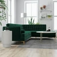 thumbnail image 5 of Allora Mid-Century L-Shaped Tufted Back Velvet right-facing Sectional in Green, 5 of 6