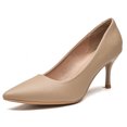 thumbnail image 1 of Zapatos de vestir clásicos con punta en punta y tacones altos para mujer (Beige 37), 1 of 9