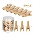 thumbnail image 3 of Gazechimp 50Pcs Push Pin with Wooden Clips, Decorative Pushpins Tacks, Thumbtacks for Cork Board, Bulletin Board, Artworks Notes Photos, 3 of 6