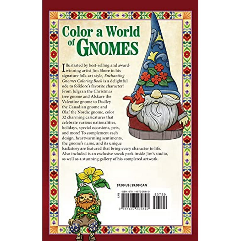 Jim Shore Enchanting Gnomes Coloring Book: An Inspirational Collection of  Whimsical Characters (Design Originals) 8x5 Spiral Adult Coloring Book - 32