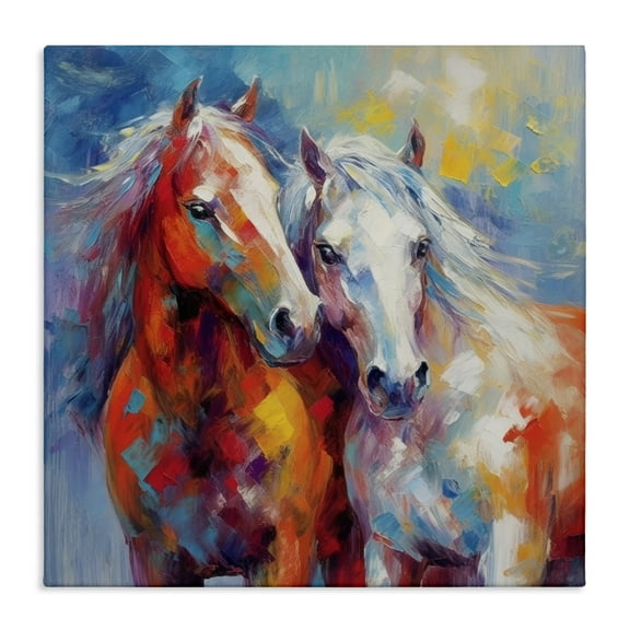 Stupell Industries Abstract Brushed Horses Animals & Insects Painting Gallery Wrapped Canvas Art Print Wall Art, 17 x 17