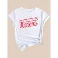 thumbnail image 3 of T-Shirt Graphique Femme "Femme Phénoménique", Col Rond Décontracté Manches Courtes, Tissu Polyester Extensible, 180gsm, Mode Printemps/été/automne, Fête des Pères, Fête des Mères, Nouvel An, Spri, 3 of 5