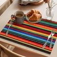 thumbnail image 3 of Mexico Stripes Placemats Set of 8 Colored Abstract Striped Orange Red Boho Place Mats Indoor Wipeable Table Mats Washable Cloth Dining Table Placemats for Kitchen Holiday Party Home Decor 13x19 Inch, 3 of 9