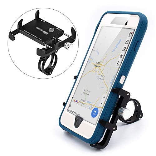 Thick Case Design Bike Motorcycle Phone Mount Handlebar Holder For Any Cell Phones with Thick Case Fit iPhone X XR Xs max 8 8s 7 PLUS Samsung Galaxy S10 S9 S8 Note 10 9 8 Metal Sliver 