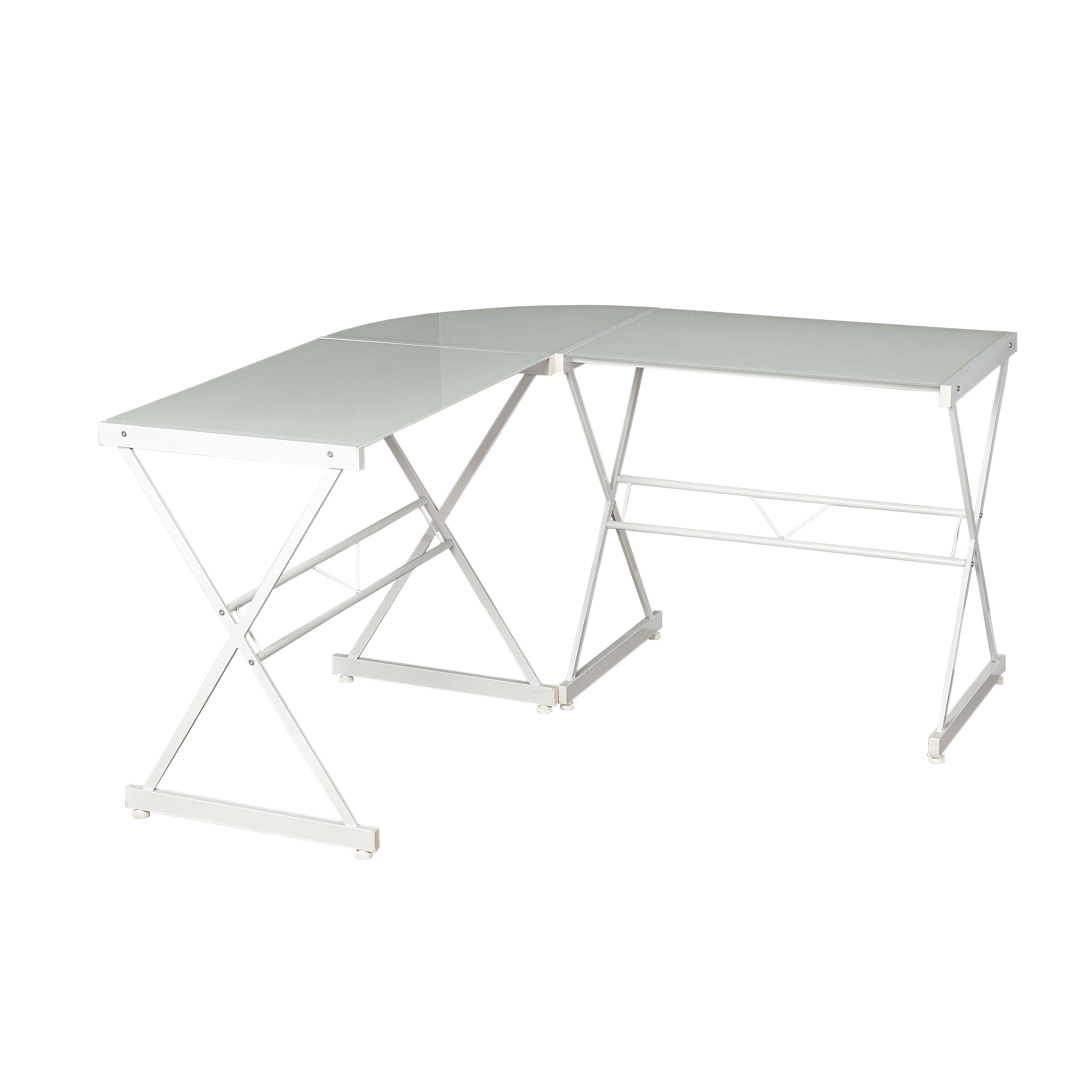Mainstays Atrium Metal and Glass LShaped Corner Computer Desk, Frosted