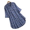 thumbnail image 1 of Women's Plus Size Long Sleeves Floral Tops Buttons Linen T Shirts Loose Blouse, 1 of 1