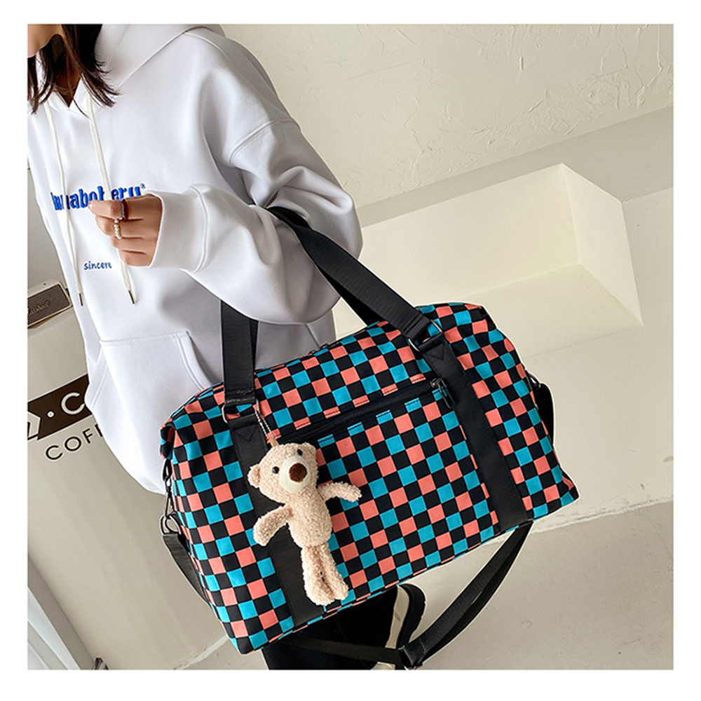 Colorful Checkered Luggage Bag Plaid Gym Sport Bags For Travel Duffel Tote Overnight Weekend Purse