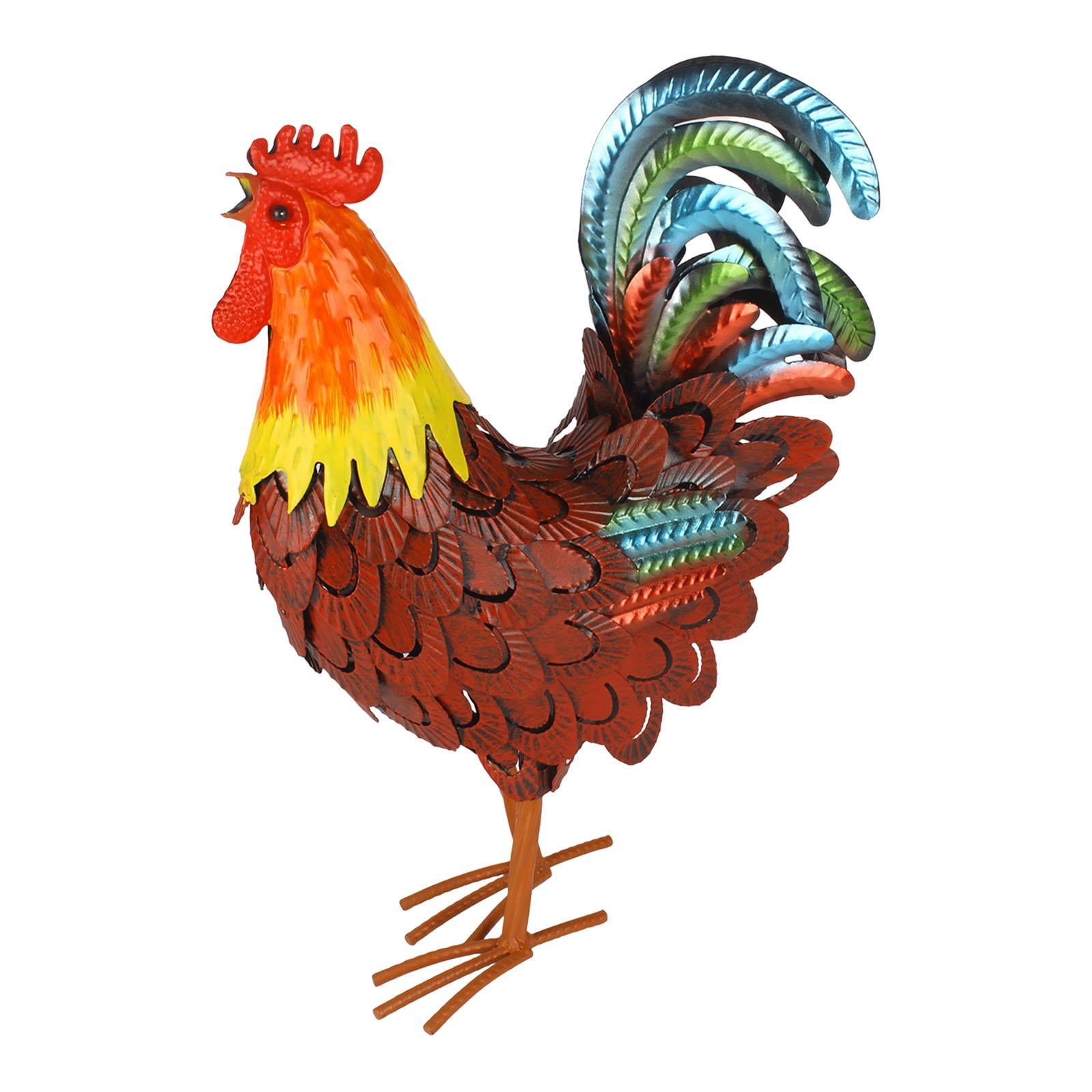 kowaku Animal Figurine Chicken Yard Art Sculpture Home Outdoor Figure Garden Statue Lawn Ornament for Fence Flowerbed Porch Red