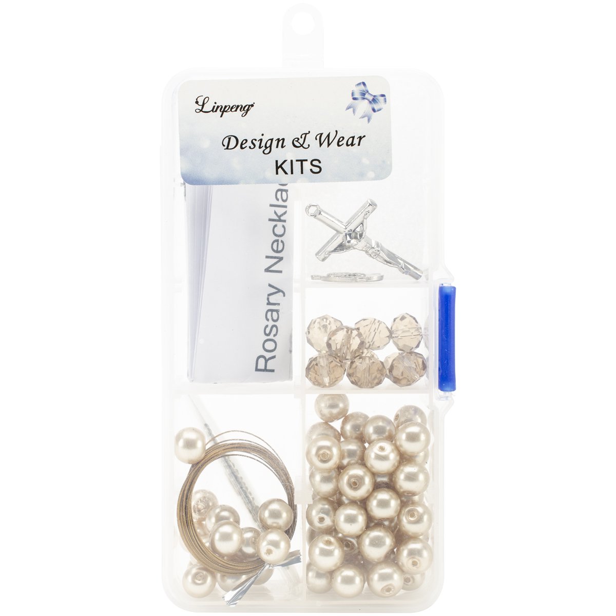 Crystal & Pearl Rosary Bead KitSmoky Crystal Beads & Golden Pearls