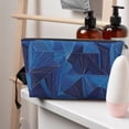 thumbnail image 6 of Leather Travel Bag Wash Bag Makeup Bag Storage Bag 7×5×2.4in For Daily Carrying And Short Trip Blue Geometric Lines_2, 6 of 8