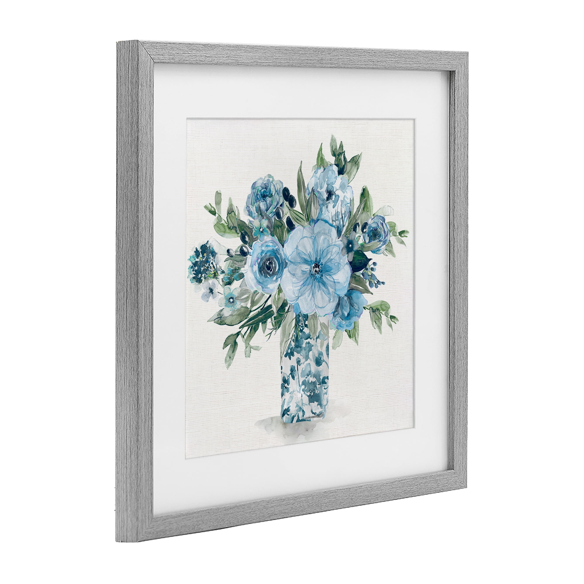 Stupell Industries Pastel Blue Bouquet Foliage Gray Framed Print Under Glass, design by Carol Robinson