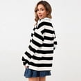 thumbnail image 5 of Domzest Striped Polo Shirt for Women Long Sleeve Rugby Collar Pullover Tops 2026 Trendy Casual Loose Fit Streetwear Tee Black XXL, 5 of 6