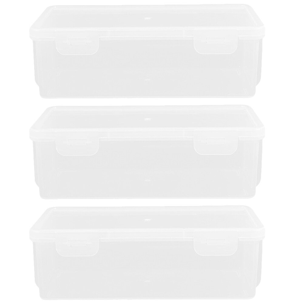 3Pcs Clear Bread Container Case Fresh Keeping Toast Box Transparent Bun Storage Organizer