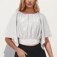 thumbnail image 2 of Nmnitkp Spring Tops for Women Going Out Tops for Women Multicolor Womens Tops Off Shoulder Batwing Sleeve Casual Tops for Women Cropped Design, 2 of 7